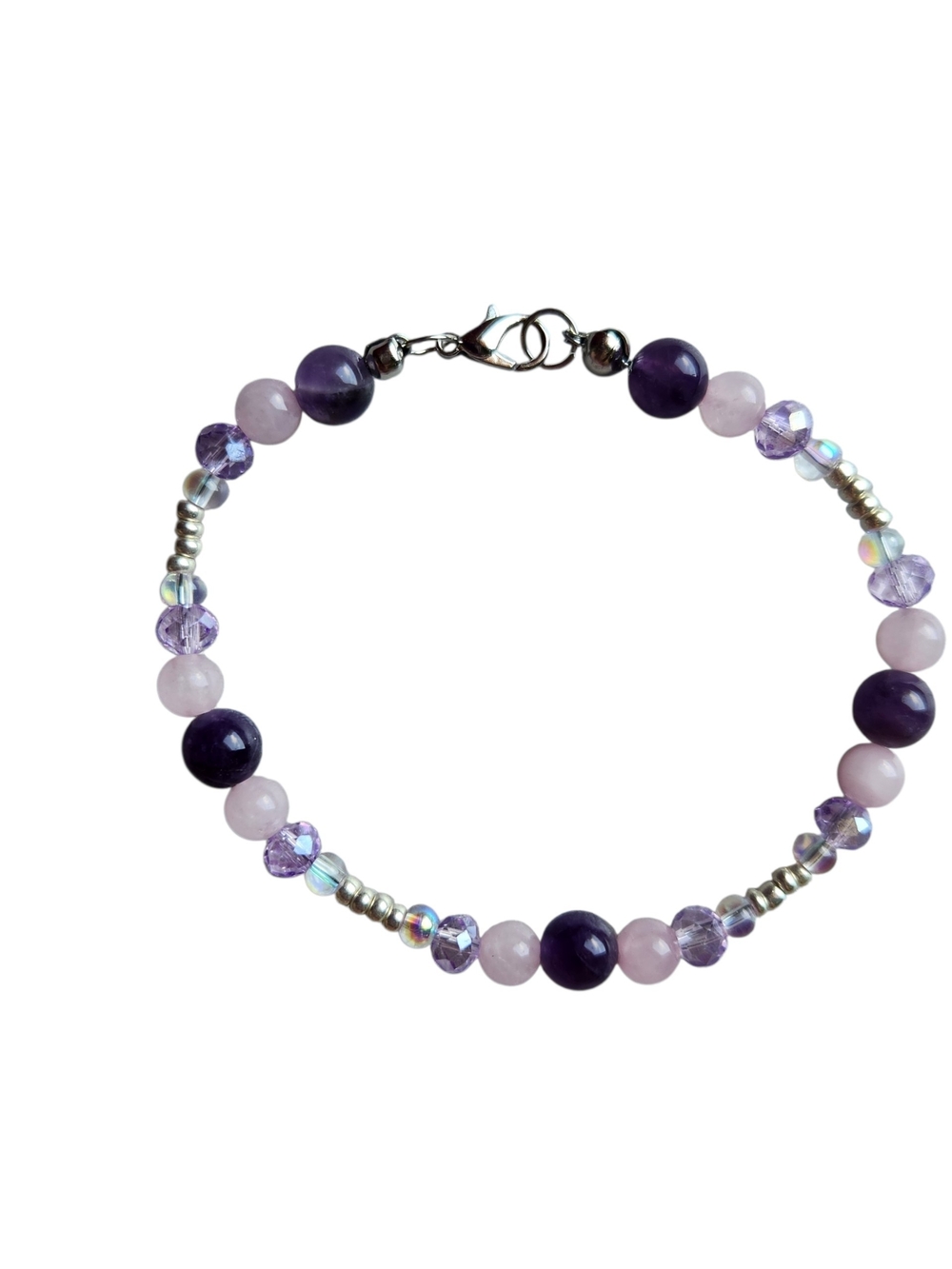 Amethyst & Rose Quartz Beaded Bracelet